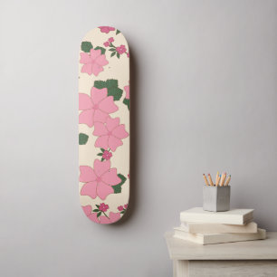 Roze bloemen, bloempatroon, patroon van bloemen skateboard