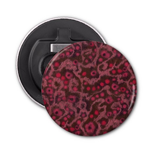 Roze bloemen, Blush Curves, glasvezel viltpatroon Button Flesopener (Voorkant)