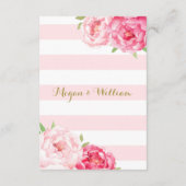 Roze Bloemen Blush Stripe Trouwrichting Invoegen Informatiekaartje (Achterkant)
