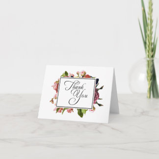 Roze Bloemen Boeket Dank u Bedankkaart