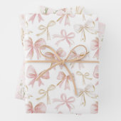 Roze Bloemen & Bogen Verjaardag Inpakpapier Vel (In situ)