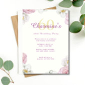 Roze Bloemen Boho Elegant 60ste Verjaardagsfeest Kaart