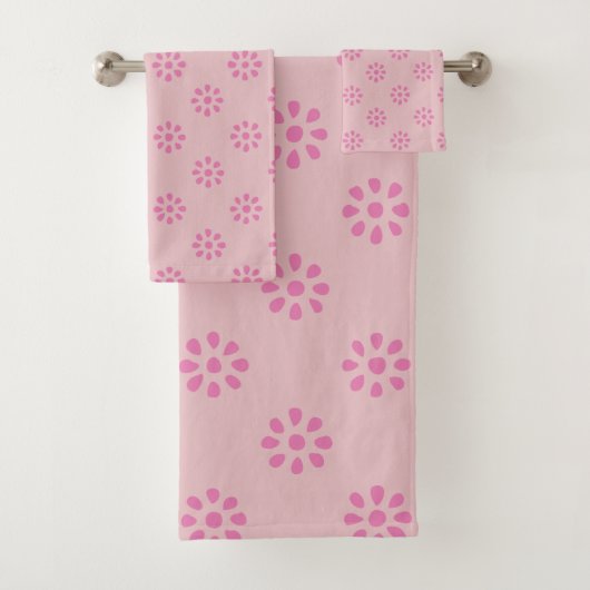 Roze bloemen Boho esthetisch patroon Bad Handdoek (Insitu)
