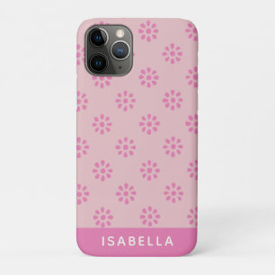 Roze bloemen Boho esthetisch patroon gepersonalise iPhone 11 Pro Hoesje