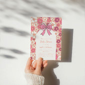 Roze Bloemen Boog Baby shower – Meisje Baby shower Kaart