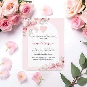 Roze bloemen boog boog Bruids Douche uitnodiging