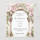 Roze bloemen boog bruiloft uitnodiging (Voorkant)