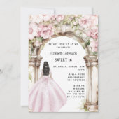 Roze bloemen boog jurk Sweet 16 Kaart (Voorkant)