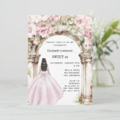 Roze bloemen boog jurk Sweet 16 Kaart (Staand voorkant)