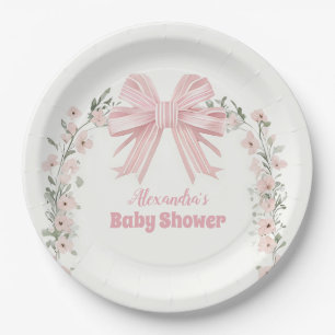 Roze Bloemen Boog Meisje Baby shower Papieren Bordje