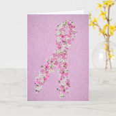Roze Bloemen Borstkanker Awareness Lint Kaart (Gele Bloem)
