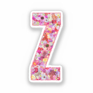 Roze Bloemen Botanisch Monogram Letter Z Voor Haar Sticker