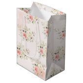 Roze Bloemen Botanische 75e Verjaardagsfeest Medium Cadeauzakje (Voorkant Gekanteld)