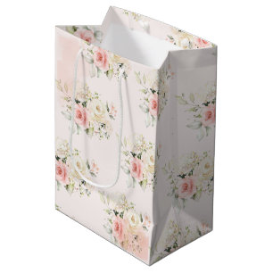 Roze Bloemen Botanische 75e Verjaardagsfeest Medium Cadeauzakje