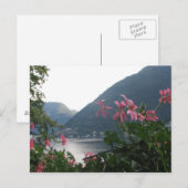 Roze bloemen boven Comomeer Briefkaart (Voorkant / Achterkant)