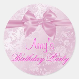 Roze Bloemen Bow Sticker