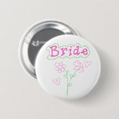 Roze bloemen bride ronde button 5,7 cm (Voorkant /achterkant)