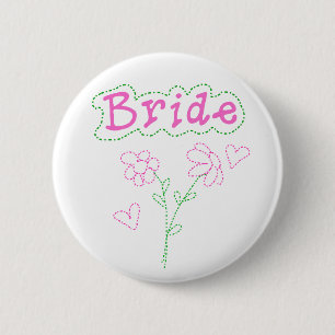 Roze bloemen bride ronde button 5,7 cm
