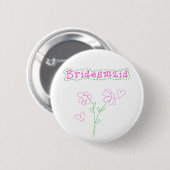 Roze bloemen Bridesmaid Ronde Button 5,7 Cm (Voorkant /achterkant)