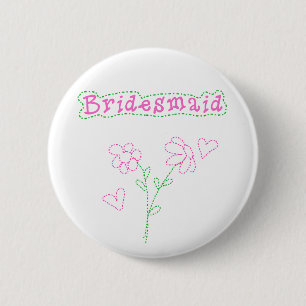 Roze bloemen Bridesmaid Ronde Button 5,7 Cm
