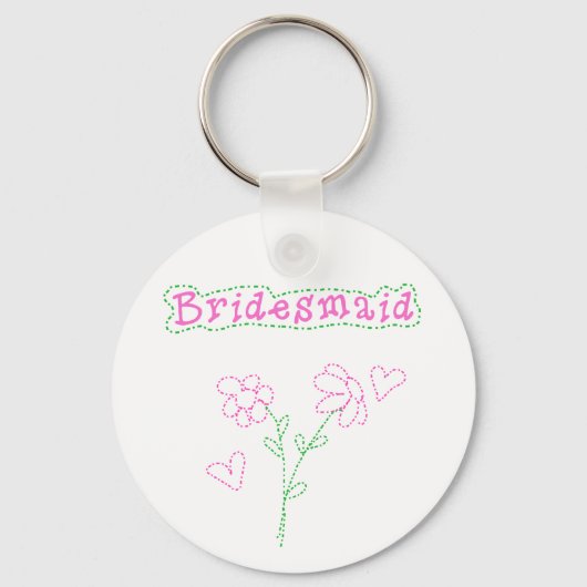 Roze bloemen Bridesmaid Sleutelhanger (Voorkant)