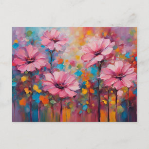 Roze Bloemen Briefkaart