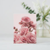 roze bloemen briefkaart (Staand voorkant)