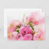 roze bloemen briefkaart (Voorkant / Achterkant)