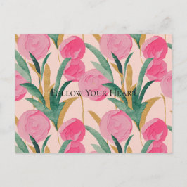 Roze bloemen briefkaart