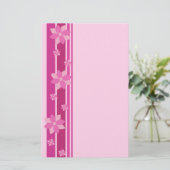 Roze bloemen briefpapier (Staand voorkant)
