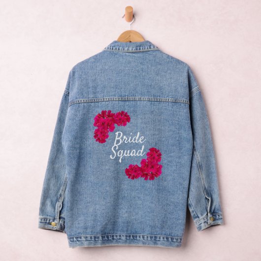 Roze Bloemen Bruid Squad Denim Jacket (Hangar)