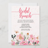 Roze Bloemen Bruids Brunch Douche Kaart (Voorkant)