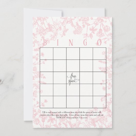 Roze bloemen Bruidsdouche Bingo Kaarten (Voorkant)