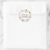 Roze bloemen bruidsfeest bedankbriefjes ronde sticker (Tas)