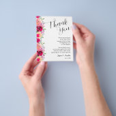 Roze Bloemen Bruiloft Bord Dank u Flyer (Hand)