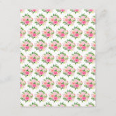 Roze bloemen bruiloft details met blad informatiekaartje (Achterkant)