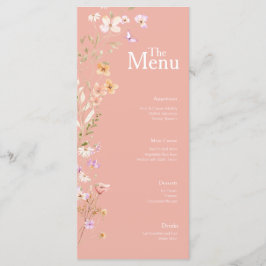 Roze Bloemen Bruiloft Evenement Menu Tafeldecor