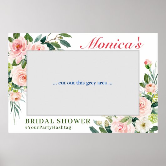 Roze Bloemen Bruiloft Feest Fotolijst Poster (Voorkant)