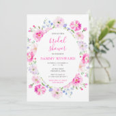 Roze Bloemen Bruiloft Feest Kaart (Staand voorkant)