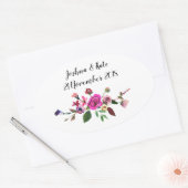 Roze Bloemen bruiloft gunst Stickers (Envelop)
