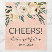 Roze Bloemen bruiloft gunsten Wijn Etiket (Enkel label)