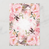 Roze Bloemen Bruiloft Informatie Gast Informatiekaartje (Achterkant)