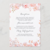 Roze Bloemen Bruiloft Informatie Gast Informatiekaartje (Voorkant)