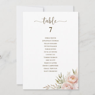 Roze Bloemen Bruiloft Tafel Aantal Zitkaarten Kaart