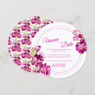 Roze bloemen bruiloft voor de datum rond kaart