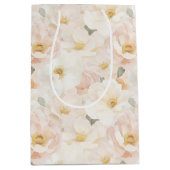 Roze Bloemen Bruiloftsfeest Medium Cadeauzakje (Voorkant)