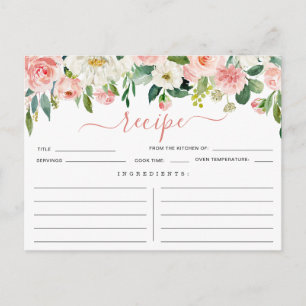 Roze Bloemen Bruiloftsrecepten Kaart