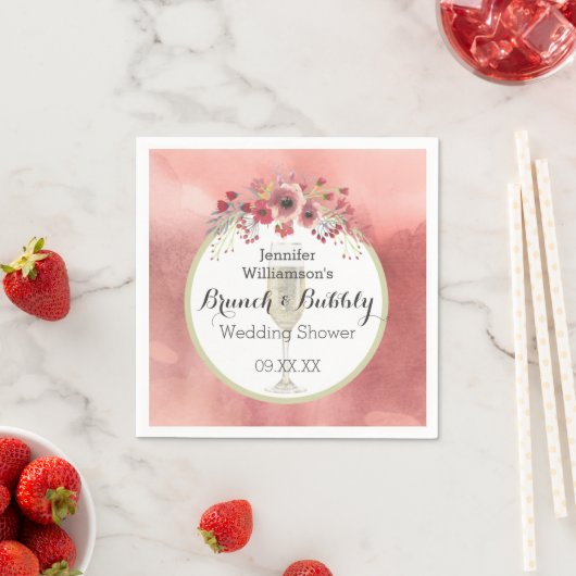 Roze Bloemen Brunch en Bubble Trouwdouche Servetten (Insitu)