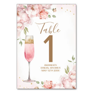Roze Bloemen Brunch & Mousserende Wijn Bruidsdiner Kaart