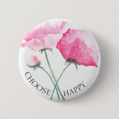 Roze bloemen Button (Voorkant)